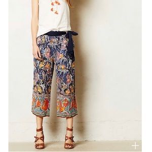Anthropologie Linen cropped wide leg pants